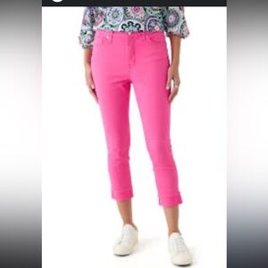 Crown & Ivy Bright Pink Cropped Jeans size 14 NWT